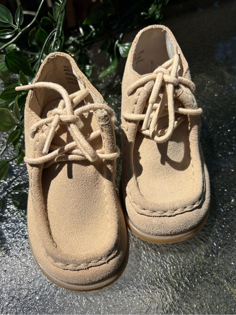 Janie and Jack Tan Suede Moccasin Lace-Up Kids Shoes
